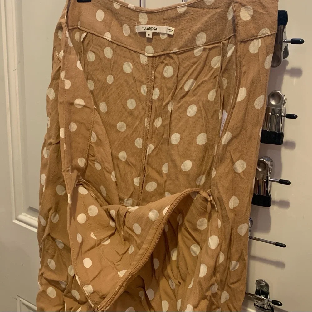 Tularosa Latte Tan White Polka Dot Maxi Marley Pant Viscose Trousers M $148.00 - Picture 10 of 14